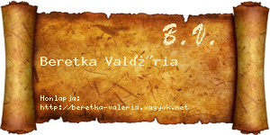 Beretka Valéria névjegykártya